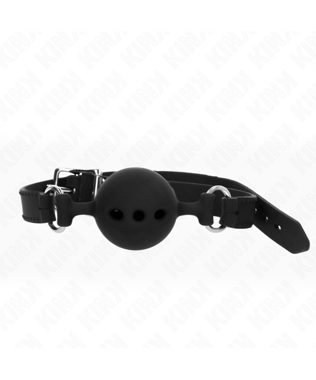 KINK - BAVAGLIO IN SILICONE INTERO 55 x 2 CM CON SFERA DA 5 CM MISURA L NERO REGOLABILE 35-51 CM