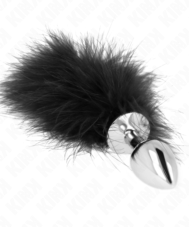 KINK - PLUG ANALE IN ACCIAIO INOSSIDABILE 11 x 7 CM CON PIUMA 11 CM