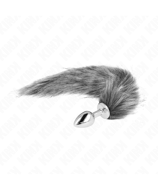 KINK - PLUG ANALE TAGLIA S 7 X 3 CM CON CODA SINTETICA 40 CM GRIGIO