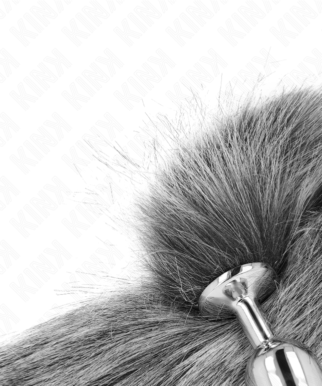 KINK - PLUG ANALE TAGLIA S 7 X 3 CM CON CODA SINTETICA 40 CM GRIGIO