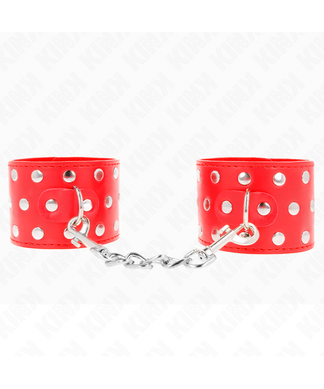 KINK - RESISTENZA DA POLSO CON CHIUSURA A SCATTO COMPLETA DI RIVETTI ROSSO REGOLABILE 19-24 CM X 5,5 CM