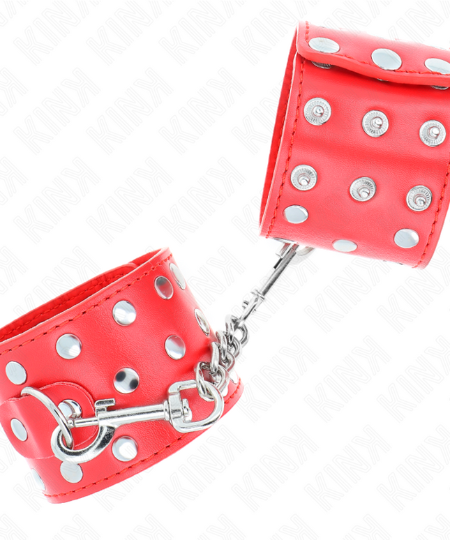 KINK - RESISTENZA DA POLSO CON CHIUSURA A SCATTO COMPLETA DI RIVETTI ROSSO REGOLABILE 19-24 CM X 5,5 CM