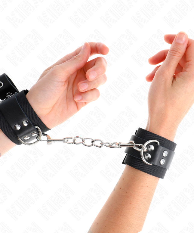 KINK - RESISTENZA DA POLSO IN NYLON NERO CON CINTURA IN PELLE NERA REGOLABILE 19-29 CM X 5,1 CM