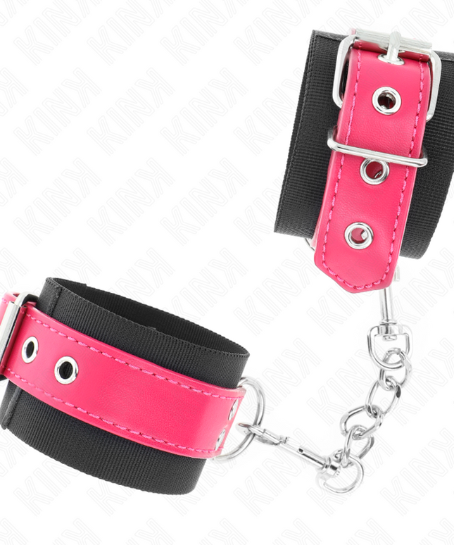 KINK - RESISTENZA DA POLSO IN NYLON NERO CON CINTURA IN SIMILPELLE ROSA LAMPONE REGOLABILE 19-29 CM X 5,1 CM