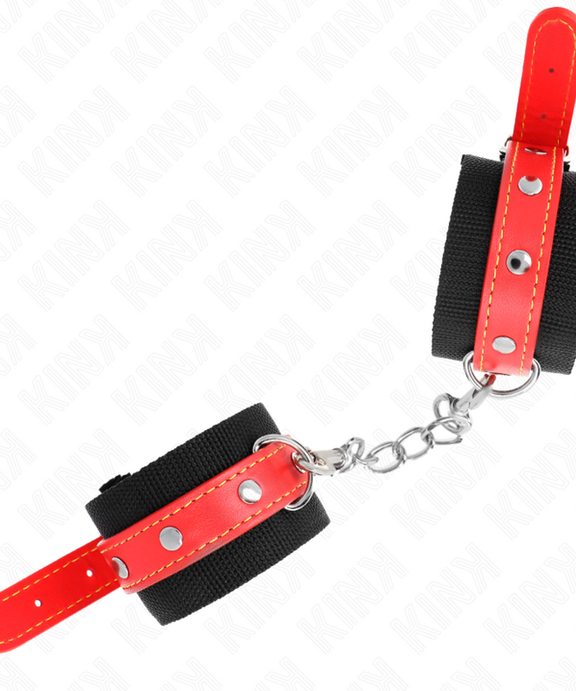 KINK - RESISTENZA DA POLSO IN NYLON NERO CON SIMILPELLE ROSSO REGOLABILE 19-24 CM X 5,5 CM