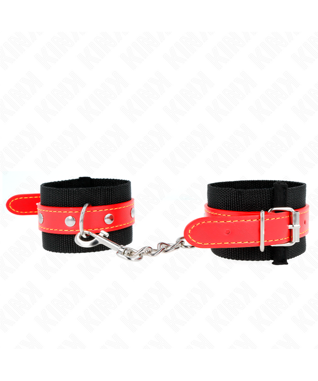 KINK - RESISTENZA DA POLSO IN NYLON NERO CON SIMILPELLE ROSSO REGOLABILE 19-24 CM X 5,5 CM