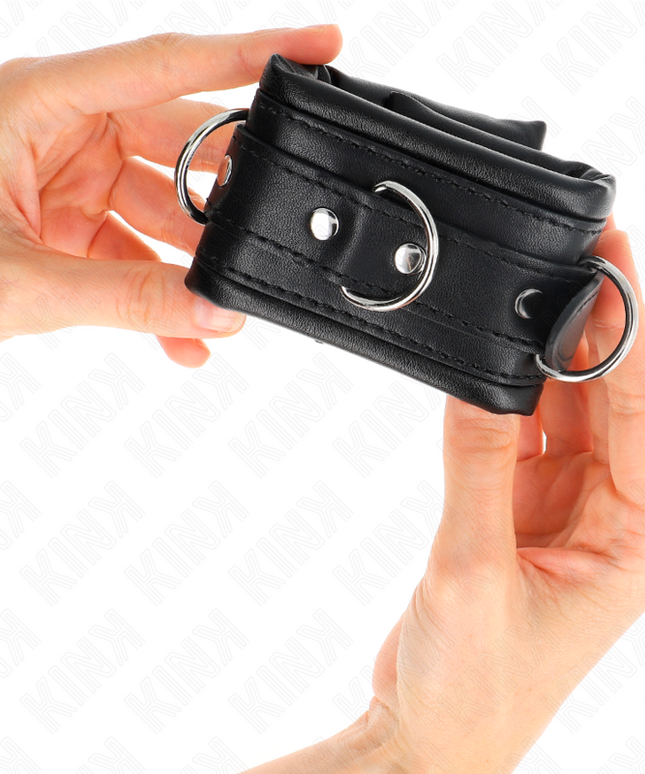 KINK - RESISTENZA DA POLSO PESANTE CON FODERA IN PELLICCIA NERA REGOLABILE 20-30 CM X 6 CM