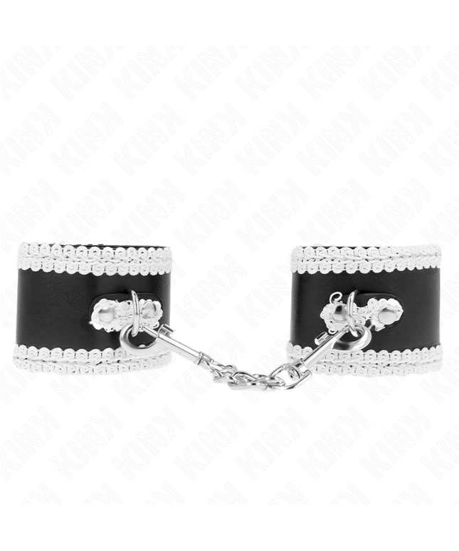 KINK - POLSO NERO CON PIZZO DECORATO BIANCO REGOLABILE 20-23 CM X 5,5 CM