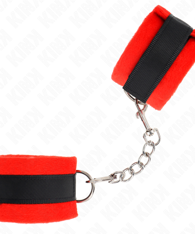 KINK - POLSINI IN PELLICCIA PER PRINCIPIANTI NERO-ROSSO 30 X 7 CM