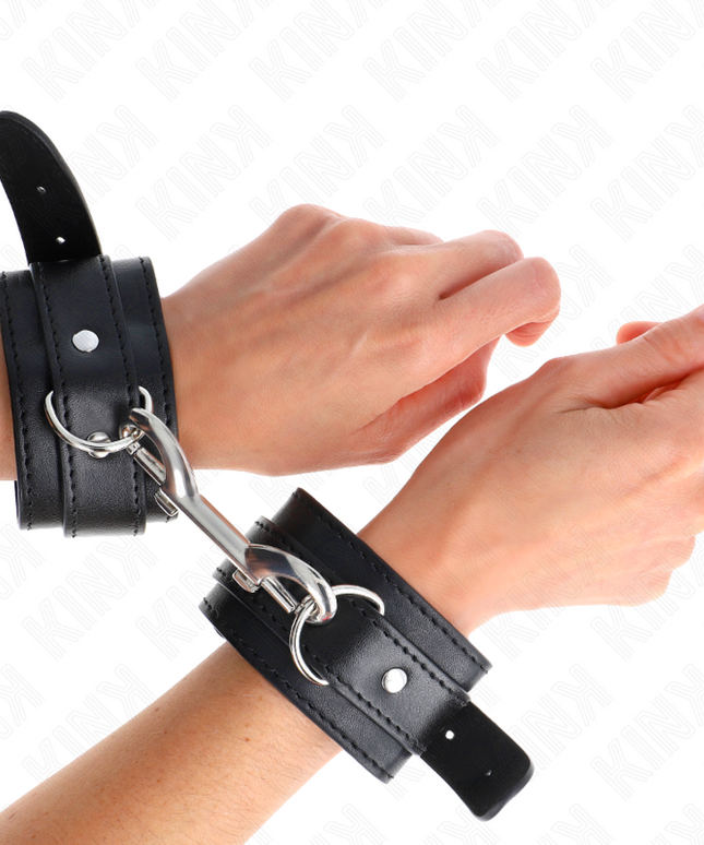 KINK - POTENZIALE DA POLSO FILA DI RIVETTI SINGOLA NERA REGOLABILE 17-28 CM X 5 CM