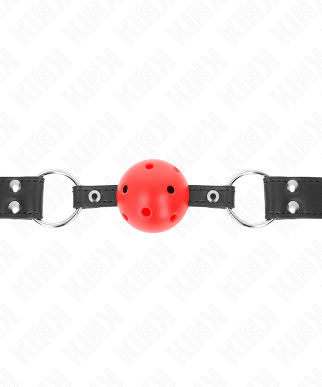KINK - BAVAGLIO SFERA TRASPIRANTE 4 CM CON DOPPIO RIVETTO IN CUOIO 62,5 x 2,5 CM REGOLABILE 42-58 CM