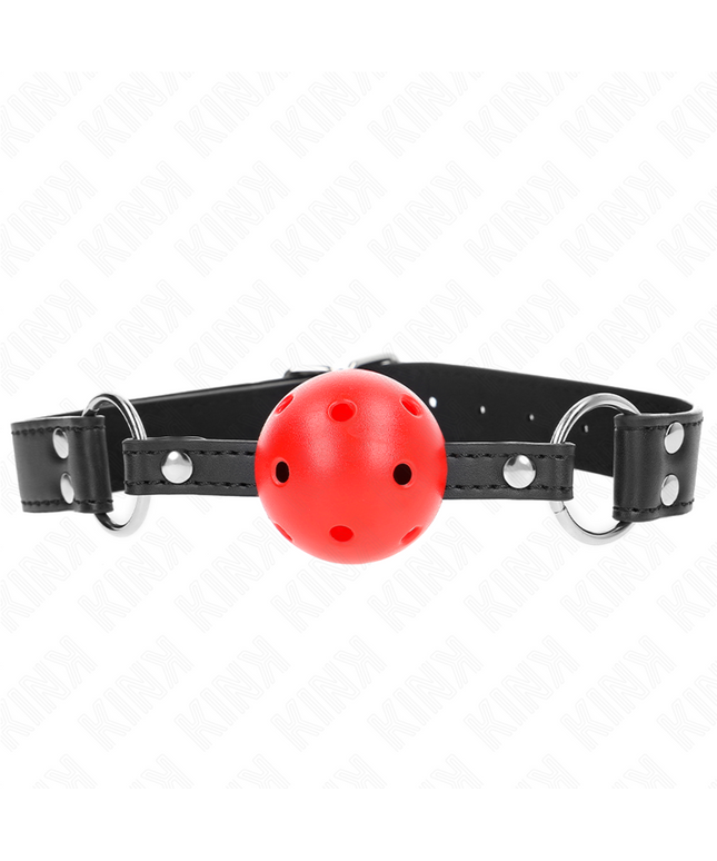 KINK - BAVAGLIO SFERA TRASPIRANTE 4 CM CON DOPPIO RIVETTO IN CUOIO 62,5 x 2,5 CM REGOLABILE 42-58 CM