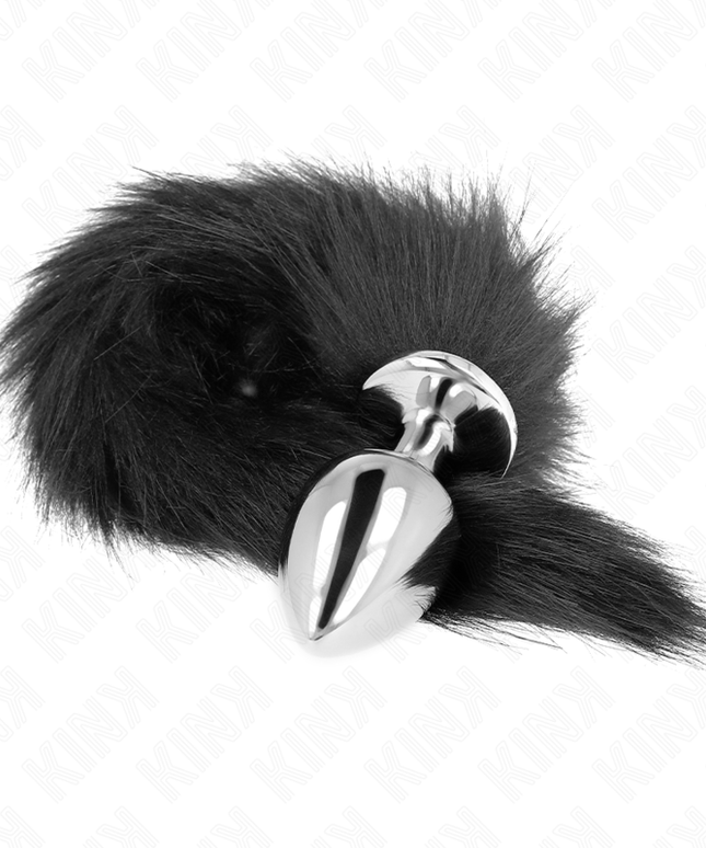 KINK - PLUG ANALE MISURA L 10 X 4 CM CON CODA SINTETICA 40 CM NERO