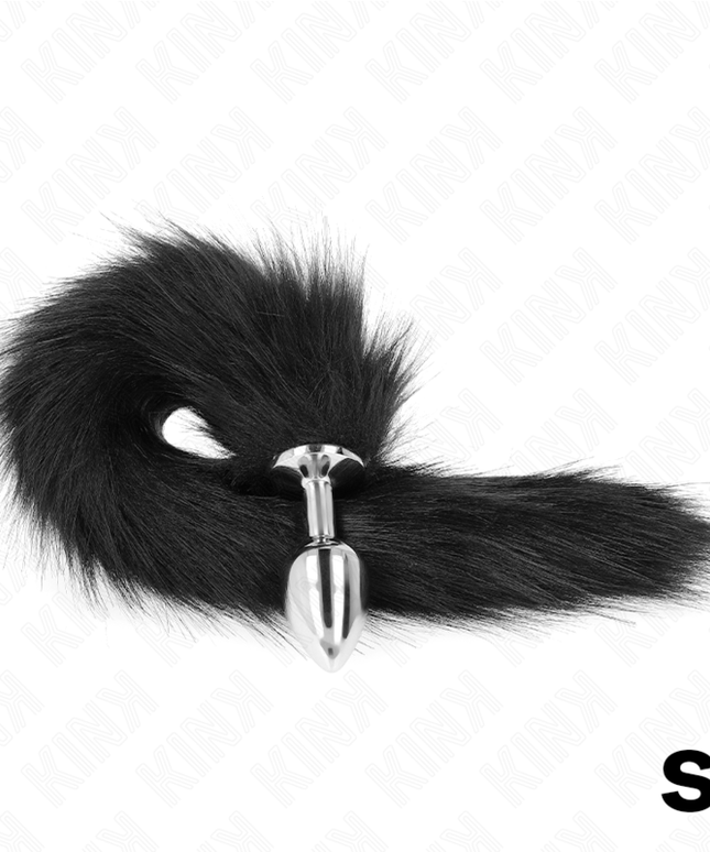 KINK - PLUG ANALE TAGLIA S 7 X 3 CM CON CODA SINTETICA 40 CM NERO