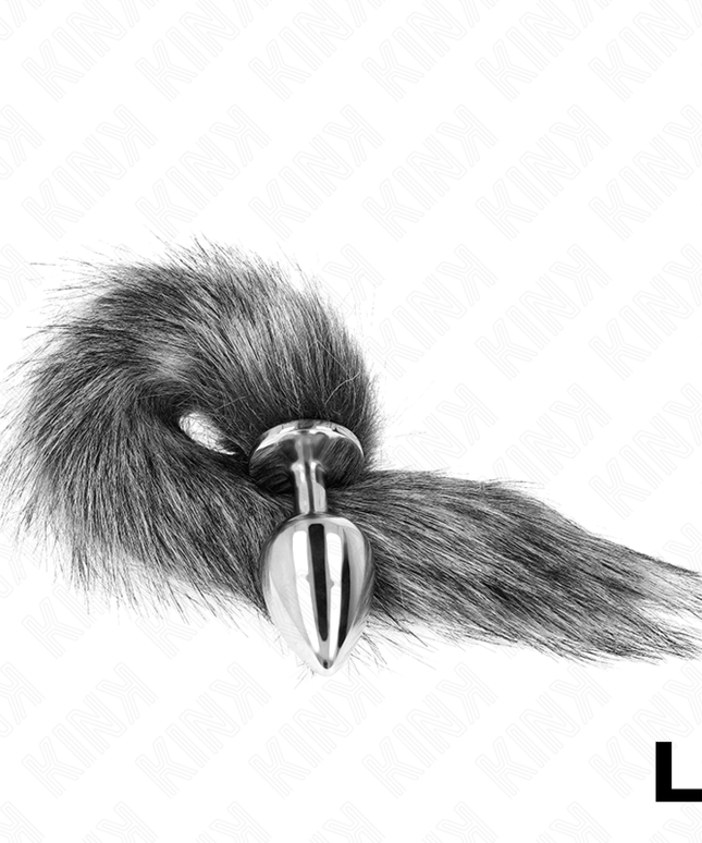 KINK - PLUG ANALE MISURA L 10 X 4 CM CON CODA SINTETICA 40 CM GRIGIO