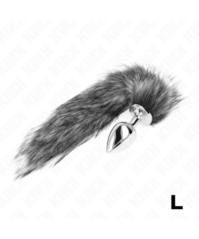 KINK - PLUG ANALE MISURA L 10 X 4 CM CON CODA SINTETICA 40 CM GRIGIO