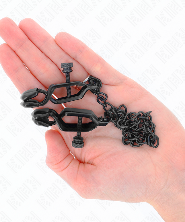 KINK - MORSETTI PER CAPEZZOLI A CATENA PIATTA NERA 30 CM