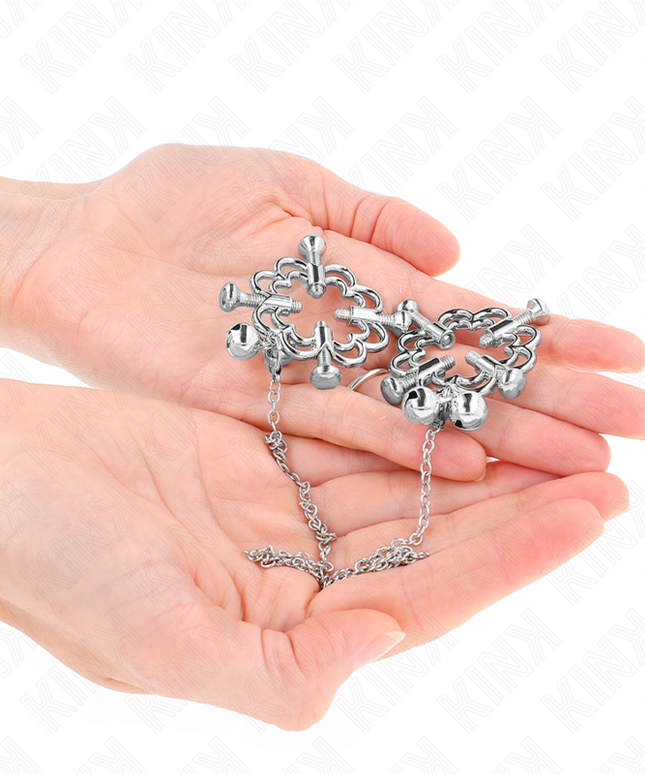 KINK - PINZE PER CAPEZZOLI A FIORE IN METALLO CON CATENA