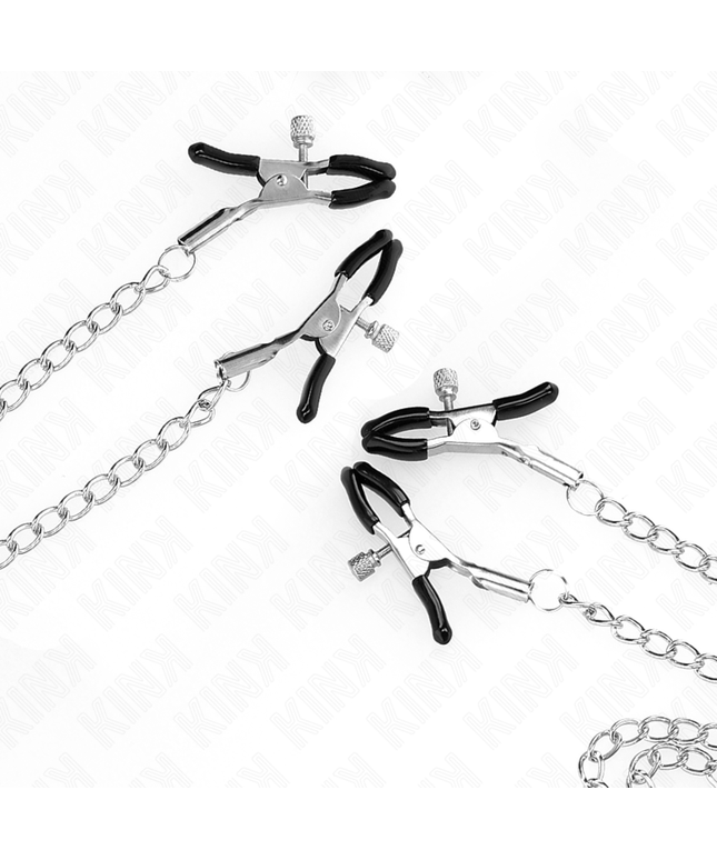 KINK - 4 MORSETTI PER CAPEZZOLI E CLIT REGOLABILI ARGENTO