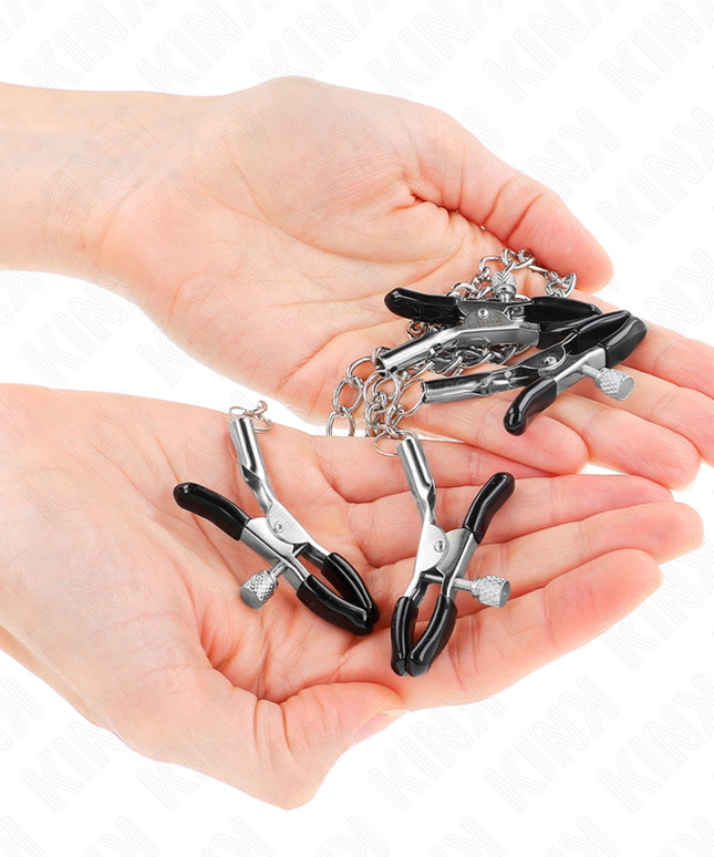 KINK - 4 MORSETTI PER CAPEZZOLI E CLIT REGOLABILI ARGENTO