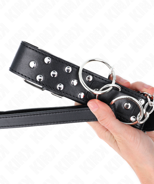 KINK - COLLANA CON CINTURINO AD ANELLO RIVETTO CON CINTURA 65 CM NERO REGOLABILE 36-50 CM X 3,8 CM