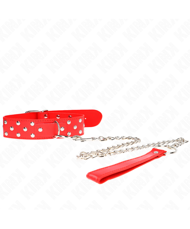 KINK - COLLANA CON CINTURINO AD ANELLO RIVETTO CON CINTURA 65 CM ROSSO REGOLABILE 36-50 CM X 3,8 CM