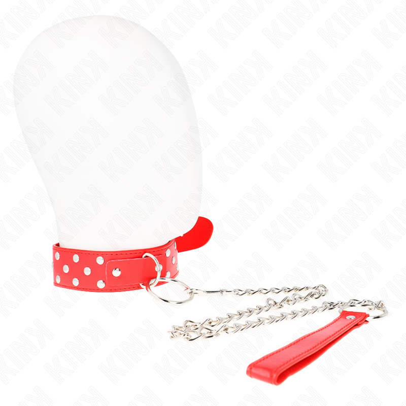 KINK - COLLANA CON CINTURINO AD ANELLO RIVETTO CON CINTURA 65 CM ROSSO REGOLABILE 36-50 CM X 3,8 CM