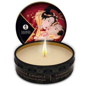 SHUNGA - MINI CARESS BY CANDELIGHT CANDELA DA MASSAGGIO FRAGOLE E CAVA 30 ML - Only Vibes