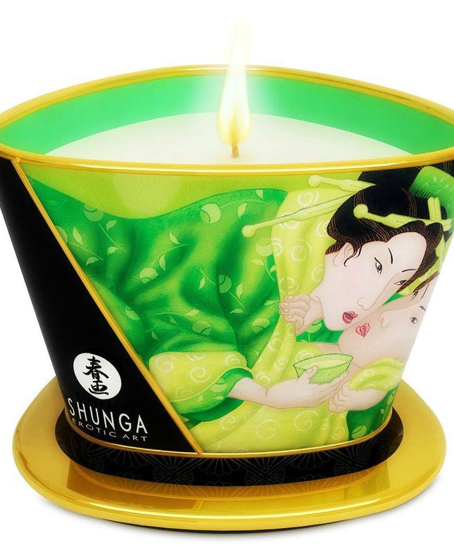 SHUNGA - MINI CARESS BY CANDELIGHT CANDELA DA MASSAGGIO T VERDE 170 ML - Only Vibes