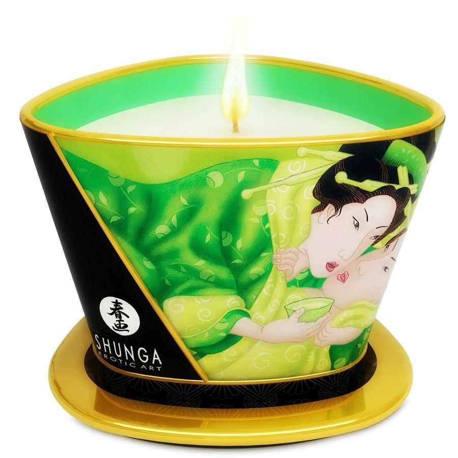 SHUNGA - MINI CARESS BY CANDELIGHT CANDELA DA MASSAGGIO T VERDE 170 ML - Only Vibes