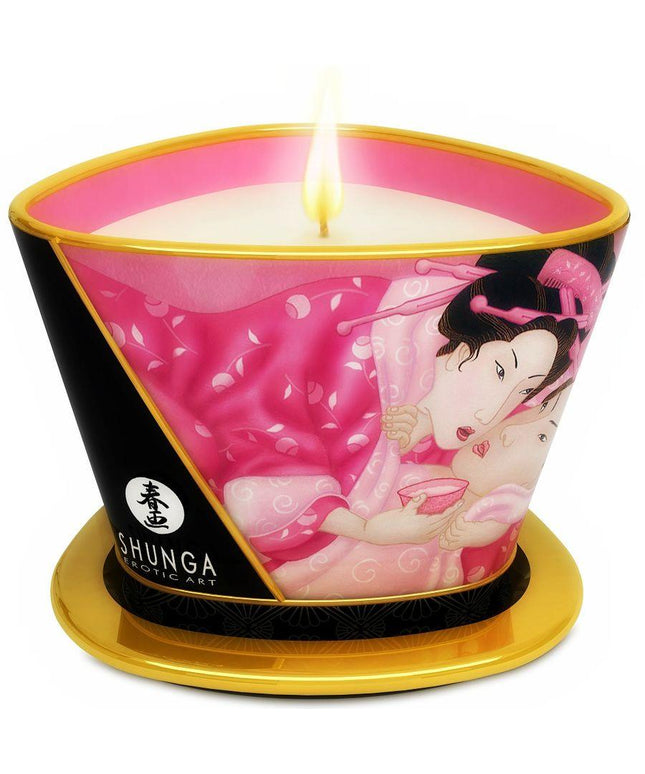 SHUNGA - MINI CARESS BY CANDELIGHT CANDELA DA MASSAGGIO AFRODISIACA ALLE ROSE 170 ML - Only Vibes