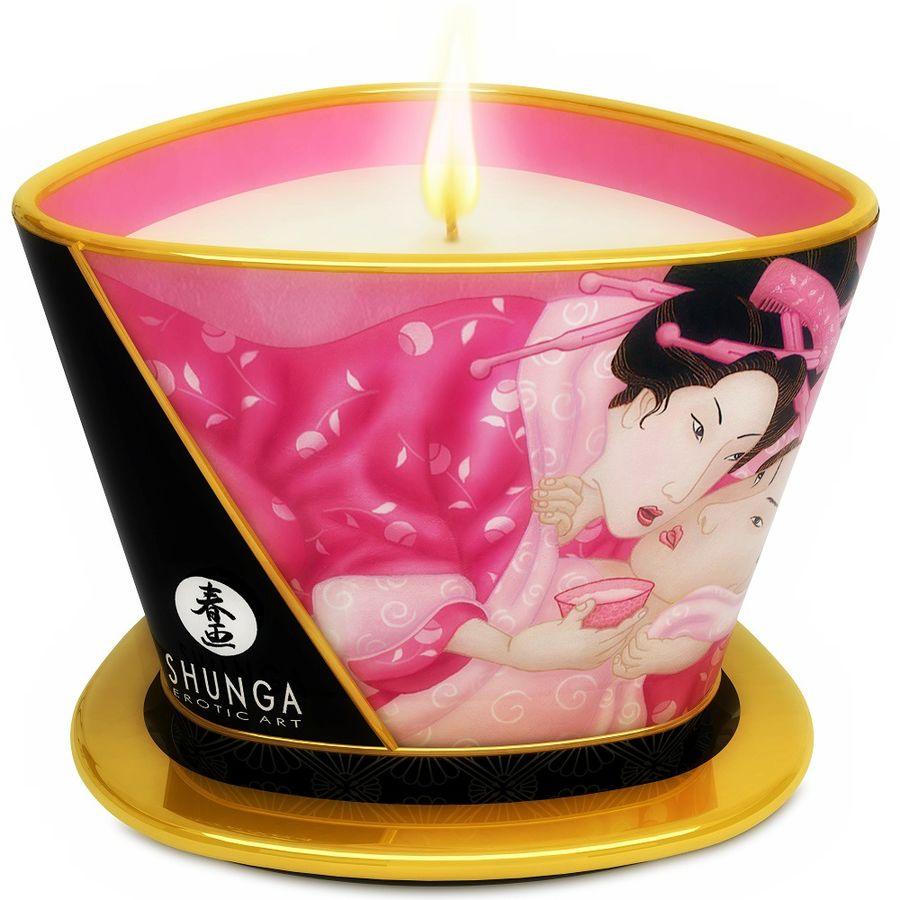 SHUNGA - MINI CARESS BY CANDELIGHT CANDELA DA MASSAGGIO AFRODISIACA ALLE ROSE 170 ML - Only Vibes