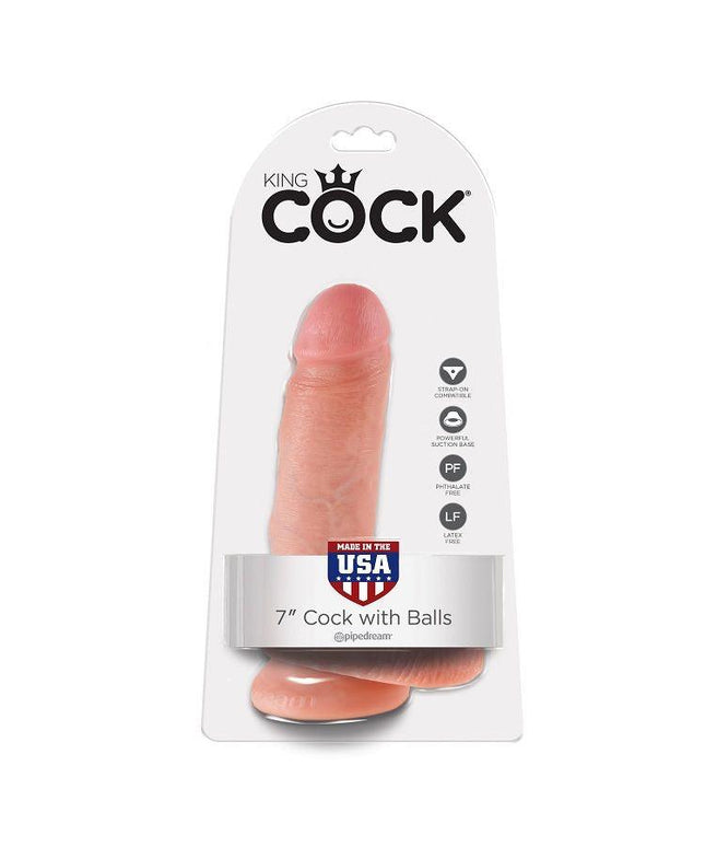 KING COCK - 7 DILDO FLESH CON SFERE 17.8 CM - Only Vibes
