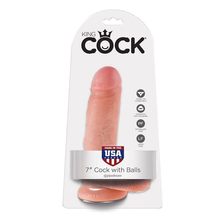 KING COCK - 7 DILDO FLESH CON SFERE 17.8 CM - Only Vibes