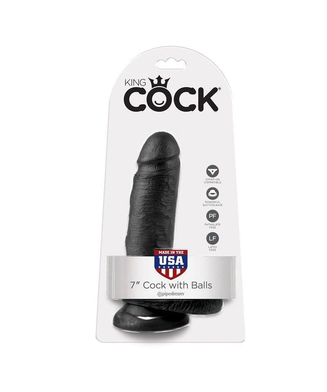 KING COCK - 7 DILDO NERO CON SFERE 17.8 CM - Only Vibes