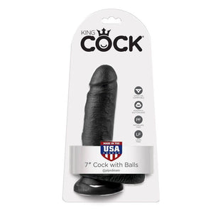 KING COCK - 7 DILDO NERO CON SFERE 17.8 CM - Only Vibes