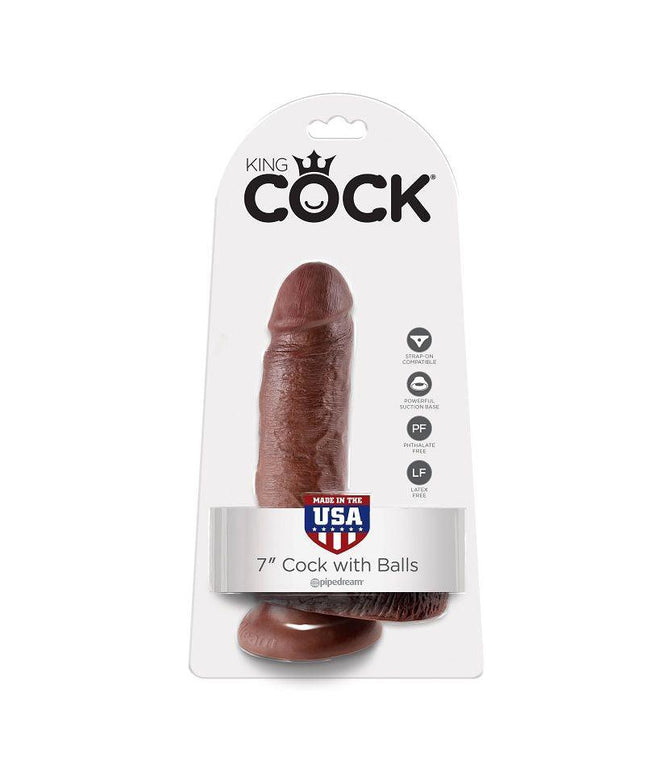 KING COCK - 7 DILDO MARRONE CON SFERE 17.8 CM - Only Vibes