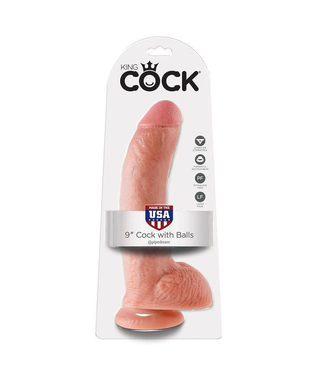 KING COCK - 9 DILDO FLESH CON SFERE 22.9 CM - Only Vibes