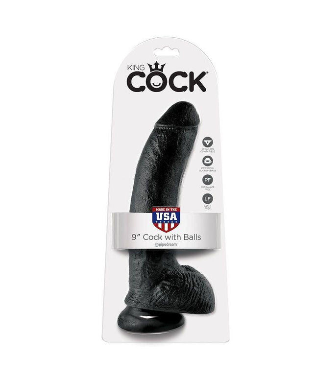 KING COCK - 9 DILDO NERO CON SFERE 22.9 CM - Only Vibes