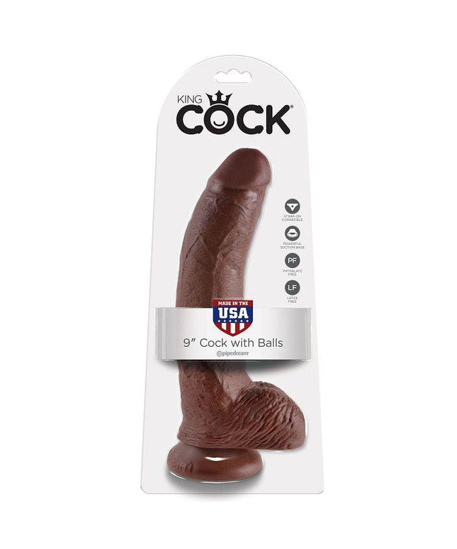 KING COCK - 9 DILDO MARRONE CON SFERE 22.9 CM - Only Vibes