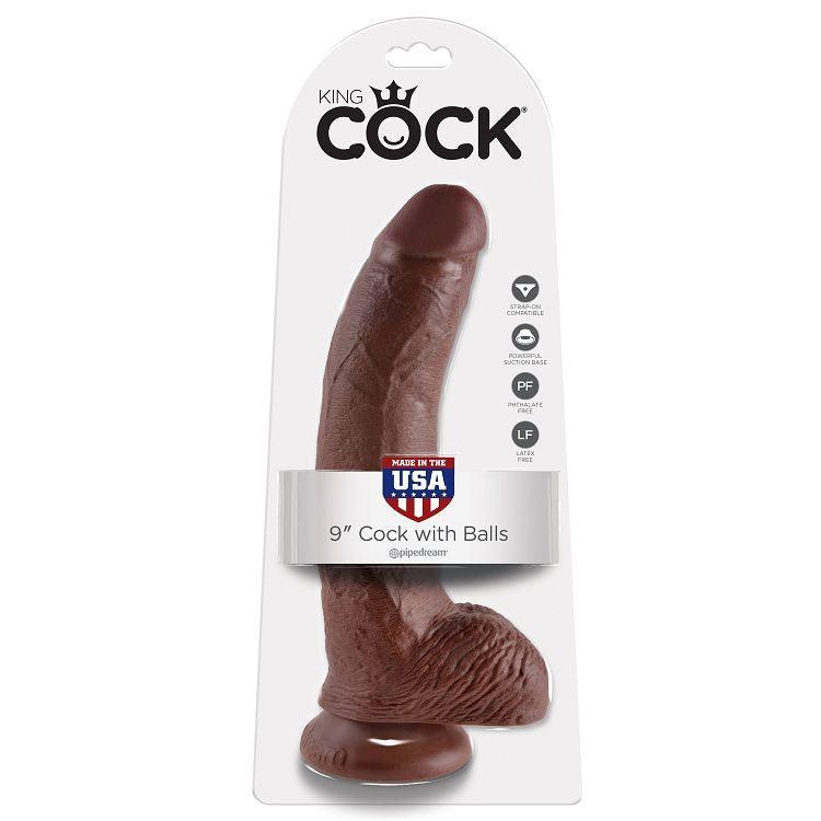 KING COCK - 9 DILDO MARRONE CON SFERE 22.9 CM - Only Vibes