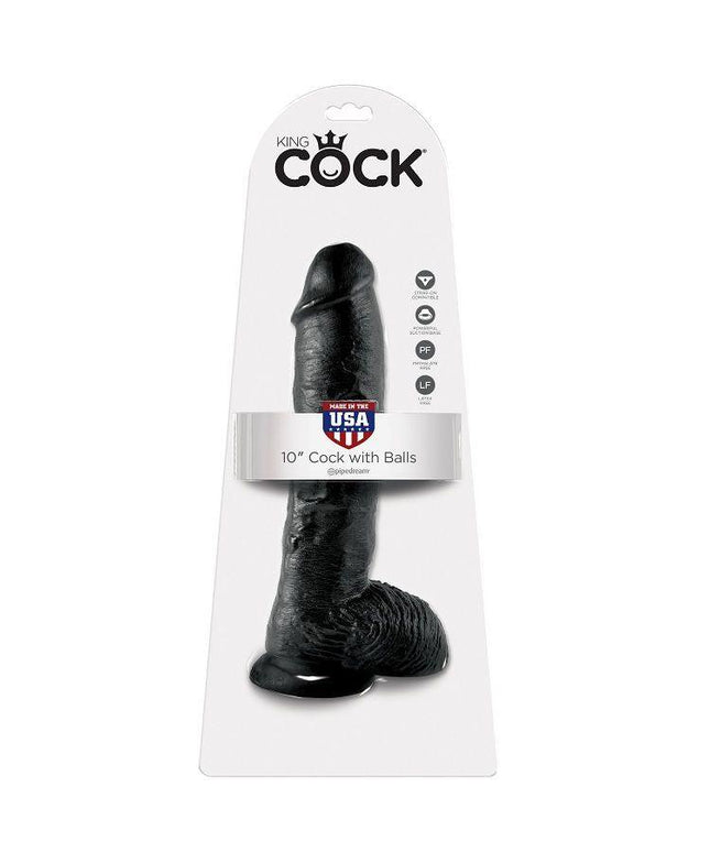 KING COCK - 10 DILDO NERO CON SFERE 25.4 CM - Only Vibes