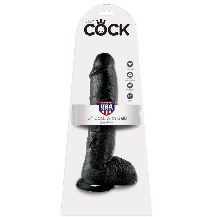 KING COCK - 10 DILDO NERO CON SFERE 25.4 CM - Only Vibes