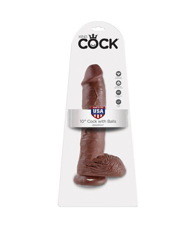 KING COCK - 10 DILDO MARRONE CON SFERE 25.4 CM - Only Vibes