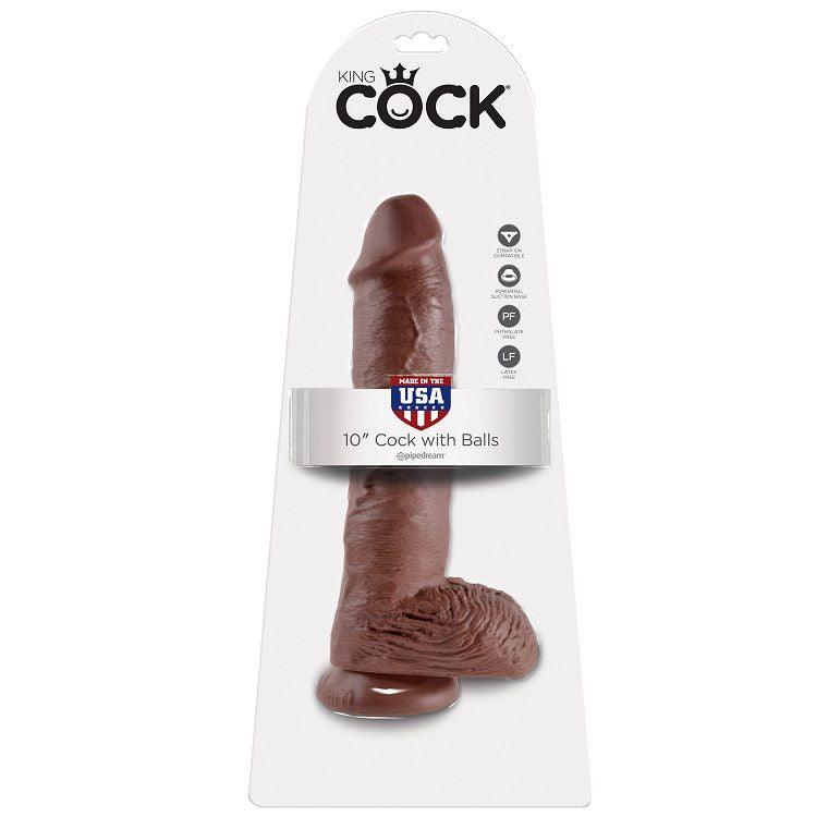 KING COCK - 10 DILDO MARRONE CON SFERE 25.4 CM - Only Vibes