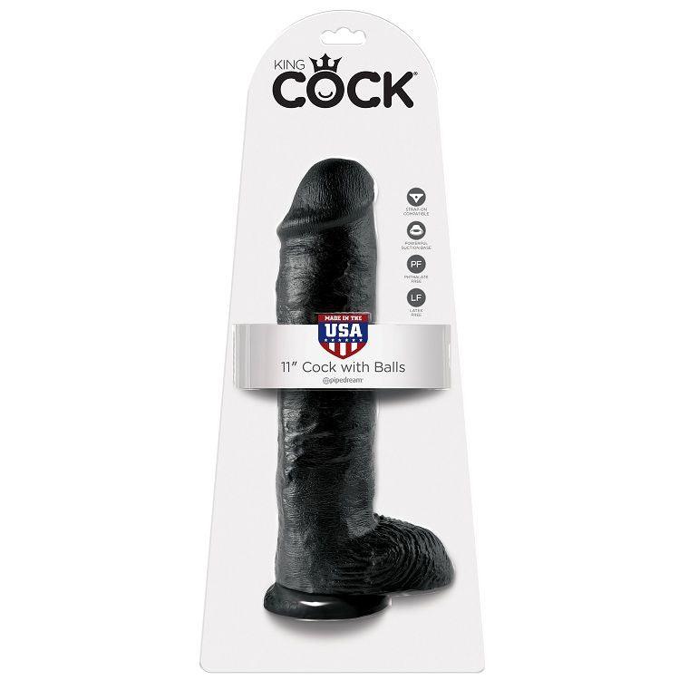 KING COCK - 11 DILDO NERO CON SFERE 28 CM - Only Vibes