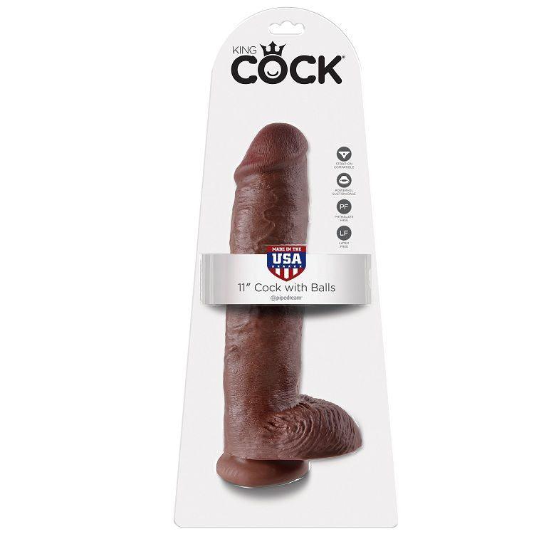 KING COCK - 11 DILDO MARRONE CON SFERE 28 CM - Only Vibes