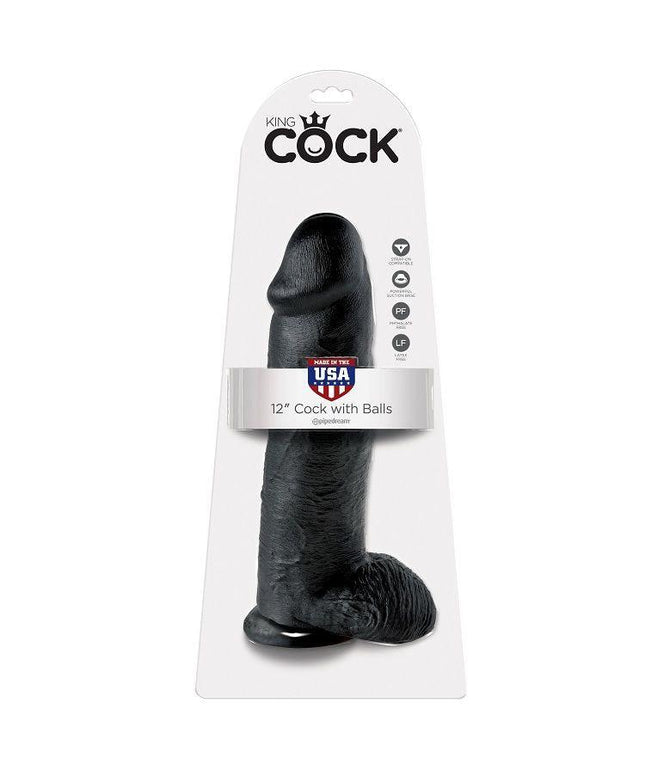 KING COCK - 12 DILDO NERO CON SFERE 30.48 CM - Only Vibes
