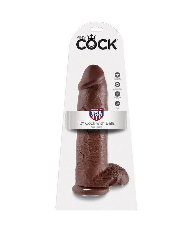 KING COCK - 12 DILDO MARRONE CON SFERE 30.48 CM - Only Vibes