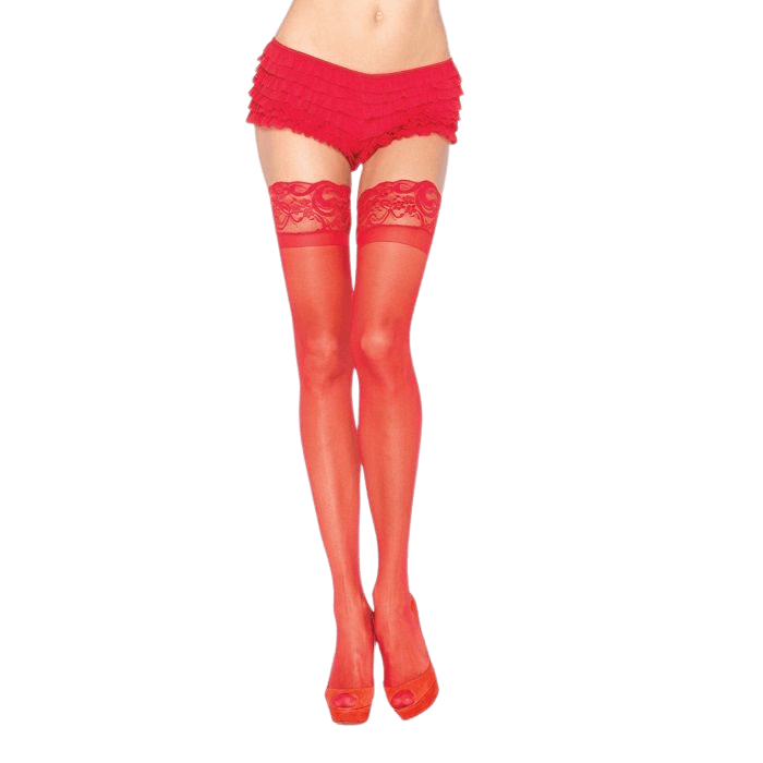 LEG AVENUE - COLLANT ROSSO CON PIZZO AUTOADESIVO - Only Vibes